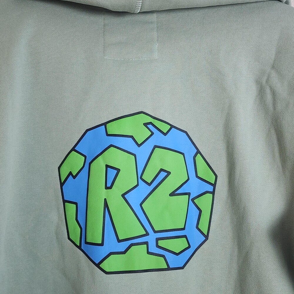 Round Two Hoodie Sweatshirt Mens Small Green Pullover R2 Logo Graphic Cotton - Picture 10 of 12